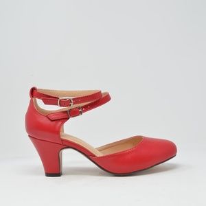 ⭐️ Women's Double Ankle Strap Pump RED